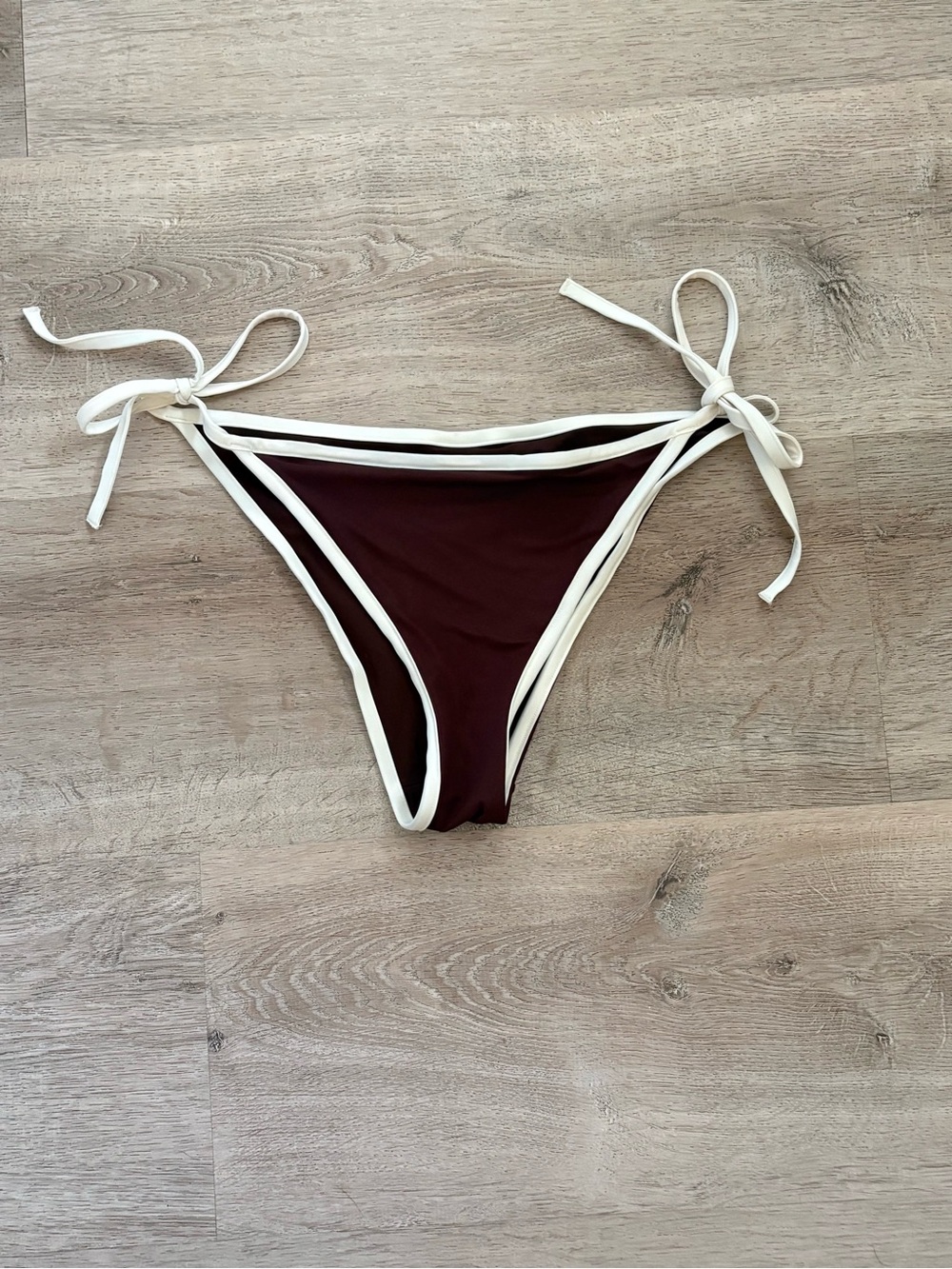 H&M Brown Bikini Bottom with Cream Trim and Side Ties